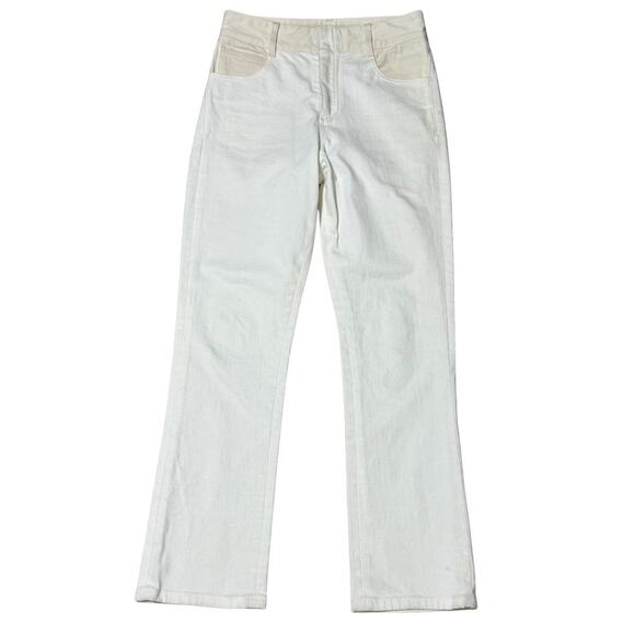 WENDELBORN Studio Jean 2-Tone High Waist Straight Leg Denim White Tan EUC 26 - Picture 1 of 7